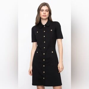 MICHAEL Michael Kors Black Mini Dress with Gold Buttons